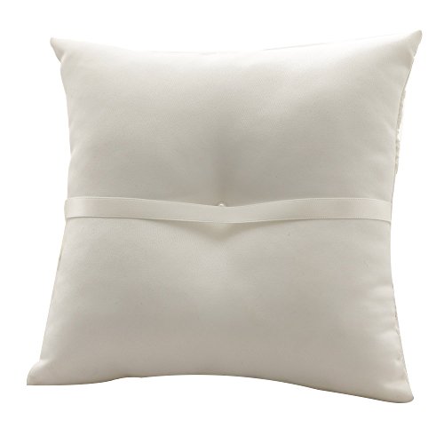 Almohada Awtlife de encaje para anillos de boda, de color perla marfil, 21 cm