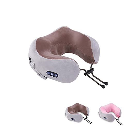 Almohada de Masaje Cuello para Alivio de Dolor Cervical. Masajeador Cervical Eléctrico Recargable por USB. Almohada de Masaje en Forma de U para la casa, oficina, viajes.