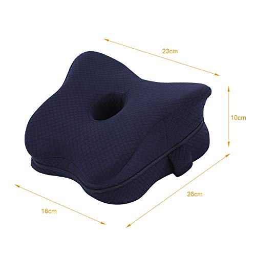 Almohada de Rodilla, Almohada ortopédica de Espuma viscoelástica para piernas para Dolor de Cadera, ciática, Dolor de piernas, Dolor de Rodillas, cojín de Pierna para Cama de Embarazo (Azul Marino)