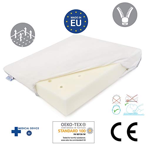 Almohada para bebé antiplagiocefalia marca CE para bebés y niños Medical Device anti reflujo antiasfixia hipoalergénico Made in EU y OEKO-TEX® para cuna y cuna desenfundable 40 x 36 (blanco)