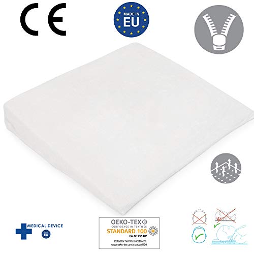 Almohada para bebé antiplagiocefalia marca CE para bebés y niños Medical Device anti reflujo antiasfixia hipoalergénico Made in EU y OEKO-TEX® para cuna y cuna desenfundable 40 x 36 (blanco)