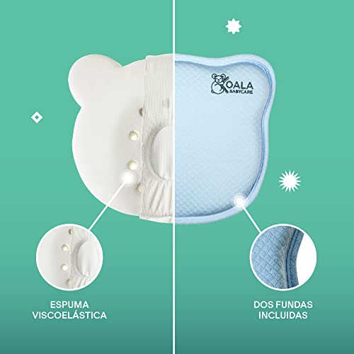 Almohada para bebés para ayudar a prevenir y tratar la plagiocefalia, de funda extraible (con dos fundas) hecha de Memory Foam