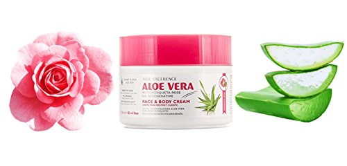 ALOE EXCELLENCE – Crema Regeneradora de Aloe Vera con Aceite de Rosa Mosqueta | Crema Facial y Corporal | Protege y Cuida la Piel | Ideal Pieles Sensibles |100% Natural, Made in Canarias | 300 ml