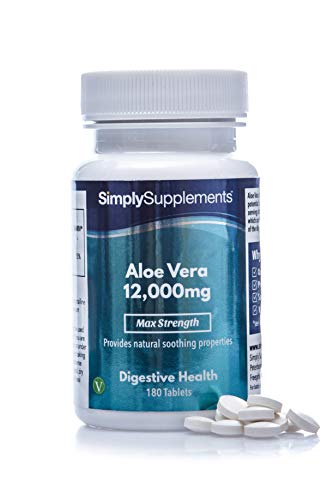 Aloe Vera 12,000mg Extra Fuerte - ¡Bote para 3 meses! - Apto para veganos -180 Comprimidos - SimplySupplements