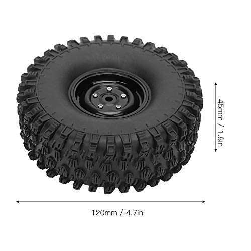 Alomejor 4 Uds 1,9 Pulgadas RC neumáticos de orugas neumático de Goma Juego de neumáticos de Rueda llanta de Goma Accesorio RC Apto para Axial 1/10 Axial RC Crawler 120mm(Negro)