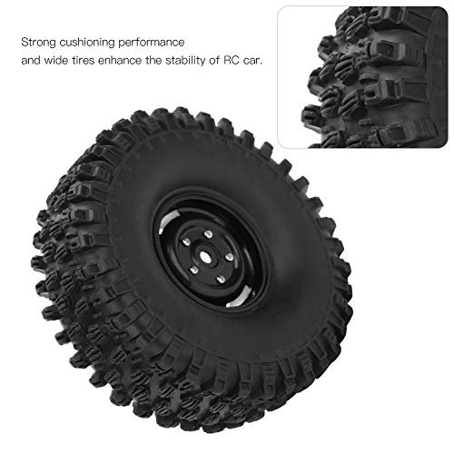 Alomejor 4 Uds 1,9 Pulgadas RC neumáticos de orugas neumático de Goma Juego de neumáticos de Rueda llanta de Goma Accesorio RC Apto para Axial 1/10 Axial RC Crawler 120mm(Negro)