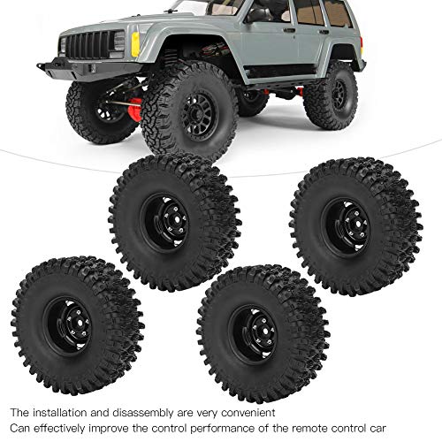 Alomejor 4 Uds 1,9 Pulgadas RC neumáticos de orugas neumático de Goma Juego de neumáticos de Rueda llanta de Goma Accesorio RC Apto para Axial 1/10 Axial RC Crawler 120mm(Negro)