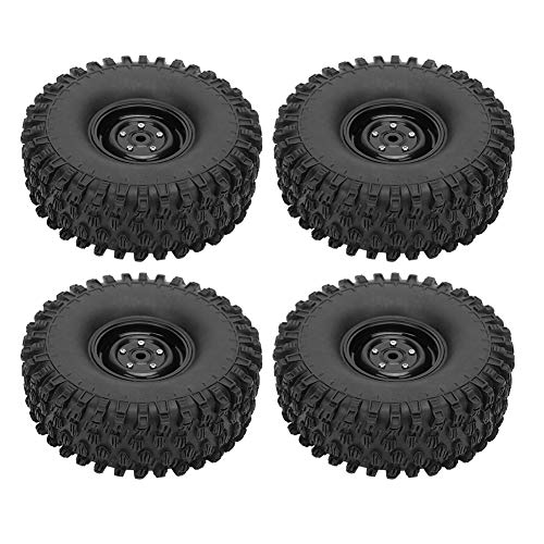 Alomejor 4 Uds 1,9 Pulgadas RC neumáticos de orugas neumático de Goma Juego de neumáticos de Rueda llanta de Goma Accesorio RC Apto para Axial 1/10 Axial RC Crawler 120mm(Negro)