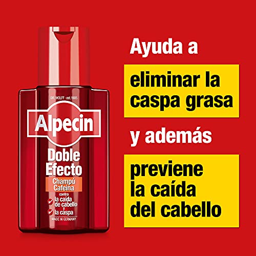 Alpecin Doble Efecto 2x 200ml | Champu anticaida hombre y anticaspa hombre | Alpecin Champu con cafeina tratamiento para la caida del cabello y caspa