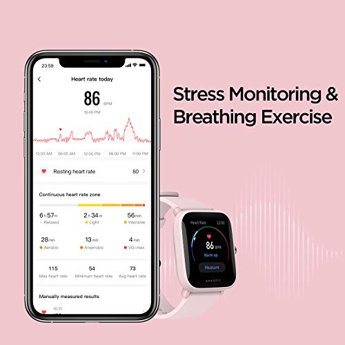 Amazfit Bip U Pro Smart Watch Reloj Inteligente con GPS Incorporado 60+ Modos Deportivos 5 ATM Fitness Tracker Oxígeno Sangre Frecuencia cardíaca Monitor de sueño y estrés 1.43 "Pantalla táctil, Pink