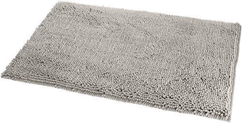 Amazon Basics - Alfombrilla de baño, antideslizante, de microfibra, 0,53 x 0,86 m, Platino