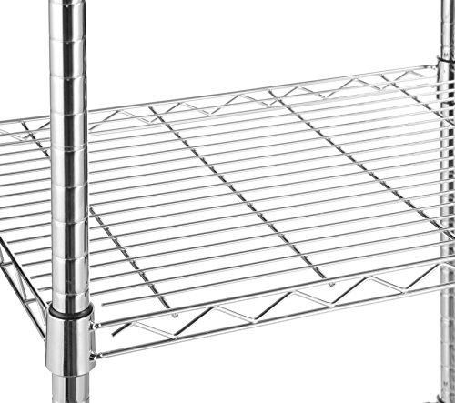 Amazon Basics - Carrito con ruedas para microondas, Madera/Cromado