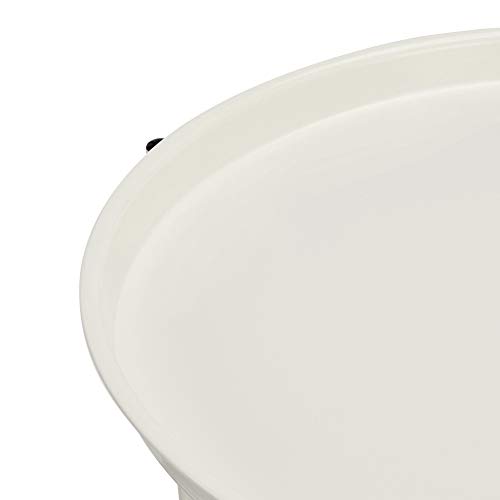 Amazon Basics - Mesa redonda con capacidad de almacenamiento en blanco (Light Cream) con tejido gris jaspeado