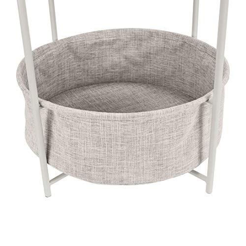 Amazon Basics - Mesa redonda con capacidad de almacenamiento en blanco (Light Cream) con tejido gris jaspeado