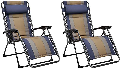 Amazon Basics - Set de 2 sillas acolchadas con gravedad cero - de color azul