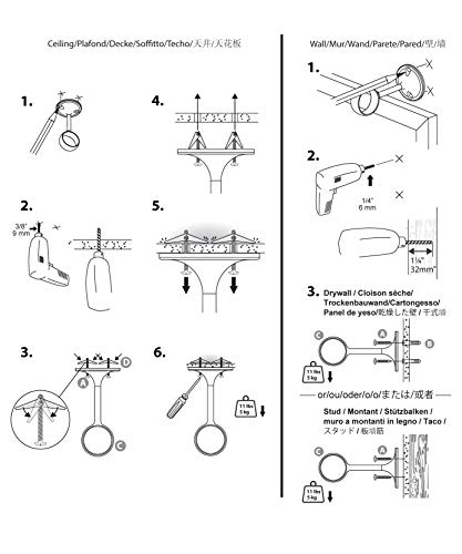 Amazon Basics - Set de 2 soportes ajustables de techo - Níquel