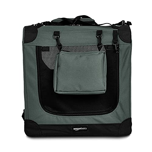 Amazon Basics - Transportín plegable para mascotas suave, alta calidad, 76 cm, Gris