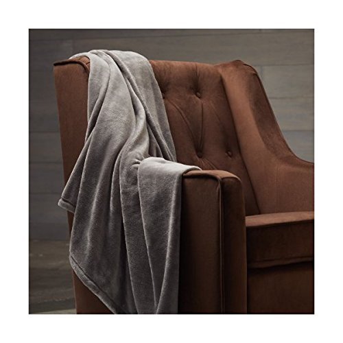 Amazon Basics Velvet Plush Throw Manta Suave con Tacto de Terciopelo, Gris, 229 x 274cm