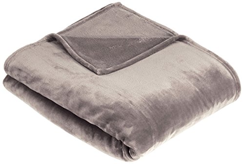 Amazon Basics Velvet Plush Throw Manta Suave con Tacto de Terciopelo, Gris, 229 x 274cm