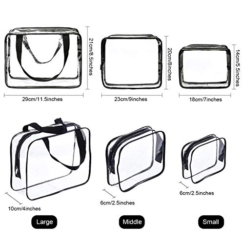 Amazon Brand - Eono Bolsas de Aseo Transparente Neceseres de Viaje Unisexo Bolsa de Cosmético Neceser PVC Impermeable Organizador de Viaje - 3-Pcs