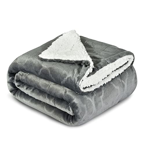 Amazon Brand-Umi Manta para Sofá 220 x 240 cm, Manta de Sherpa y Franela Reversible Suave y Cálida Invierno, Manta Polar, Manta Pelo Microfibra para Sofá / Cama / Coche / Sillón, Gris