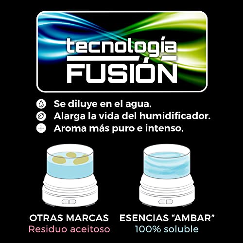 Ambar Perfums 26040110 Esencias Naturales Hidrosolubles, Tecnología Fusión para Humidificador. Tamaño XL, 5 uds de 50ml, Transparente, 50 ml