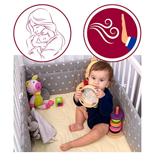 Amilian® - Protector de cabeza para cuna, 420 x 30 cm, 360 x 30 cm, 180 x 30 cm, protector del bordes para bebés, en color blanco Talla:360x30cm