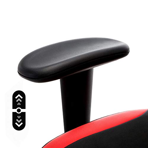 Amoiu Silla de videojuegos, silla de oficina ergonómica, reposacabezas en forma de U, reposabrazos ajustables con soporte lumbar, piel sintética (rojo)