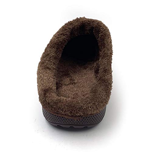 AMOJI Zuecos con Forro de Invierno Zapatos de jardín de Piel Forro de Lana Forro de Ferry Zapatillas Zapatos de casa cálidos Habitación Forro borroso Hombres Mujeres Marrón 1534 Talla 42 EU