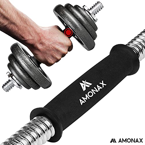 Amonax Pesas y Mancuernas Ajustables 20KG (Par 10 KG), Juego de Pesos Dumbbells Kit Hierro Fundido, Fitness Gimnasio en Casa Musculacion, Weights Set Mujer Halteres Barbell Hombres Ejercicios Deporte