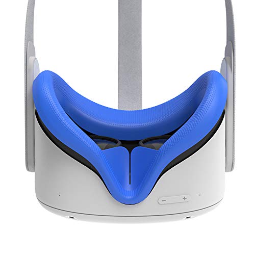 AMVR VR Cubierta Facial De Silicona, Funda De Silicona Para Auriculares Oculus Quest 2, a Prueba De Sudor, Impermeable, Antisuciedad, Repuesto Para Cojín Facial, Accesorios (Azul, 1 Unidad)