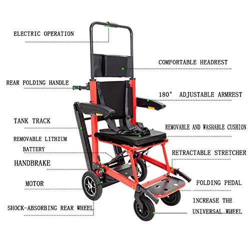 Ancianos Discapacitados Silla de ruedas de escalada eléctrica Tipo de oruga Silla de escalera de escalada Escaleras de silla de ruedas Silla de escalera de escalada Ascensor de rescate de emergencia