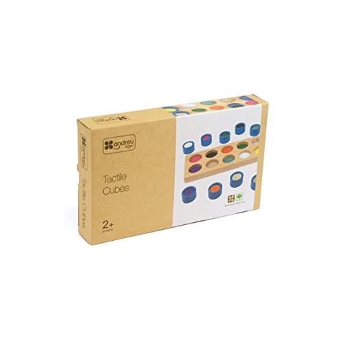 Andreu Toys- Tactile Cubes Puzzles de Madera, Multicolor (16116)