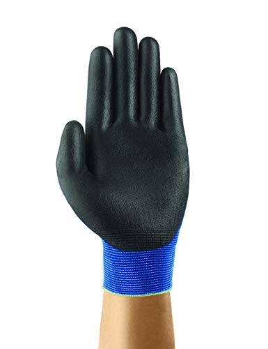 Ansell HyFlex 11-618 Guantes de Trabajo de Nylon Extra-Finos, Guante Mecánico Duraderos Usos Múltiples, Protección Mecánica Industrial, Seguridad y Destreza, Hombre Mujer, Negro, Talla L (12 Pares)