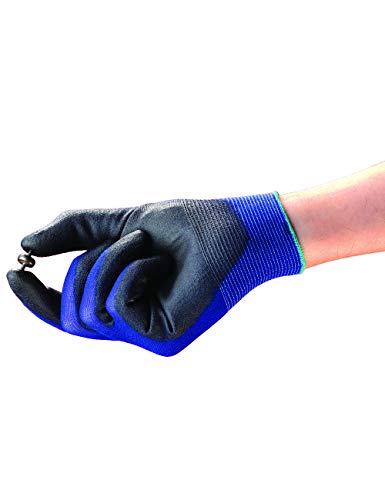 Ansell HyFlex 11-618 Guantes de Trabajo de Nylon Extra-Finos, Guante Mecánico Duraderos Usos Múltiples, Protección Mecánica Industrial, Seguridad y Destreza, Hombre Mujer, Negro, Talla L (12 Pares)