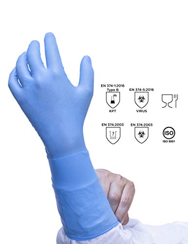 Ansell Microflex 93-243 Nitrilo Guantes con Puño más Largo Para Industrias de Procesado de Alimentos o Ciencias de la Vida, Azul, Tamaño XL (100 Guantes)