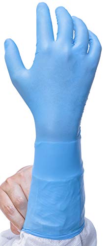 Ansell Microflex 93-243 Nitrilo Guantes con Puño más Largo Para Industrias de Procesado de Alimentos o Ciencias de la Vida, Azul, Tamaño XL (100 Guantes)