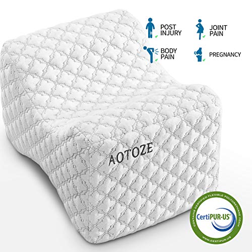 AOTOZE Almohada para Piernas para Dormir, Ergonómico Cojín Ortopédico，Almohadilla de Espuma Viscoelástica para Apoyo Cadera, Rodilla, Opción Ideal para Dormir de Lado