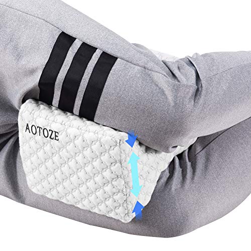 AOTOZE Almohada para Piernas para Dormir, Ergonómico Cojín Ortopédico，Almohadilla de Espuma Viscoelástica para Apoyo Cadera, Rodilla, Opción Ideal para Dormir de Lado