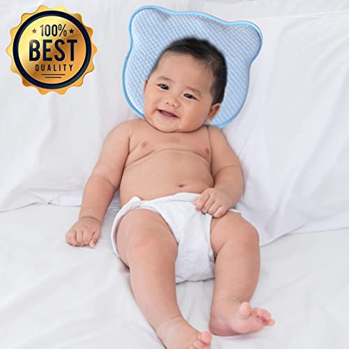 AQOS Baby | Almohada Bebe , 2 Fundas extraíbles y Lavables, Evitar plagiocefalia, Fabricada de Espuma viscoelástica, sin olores.