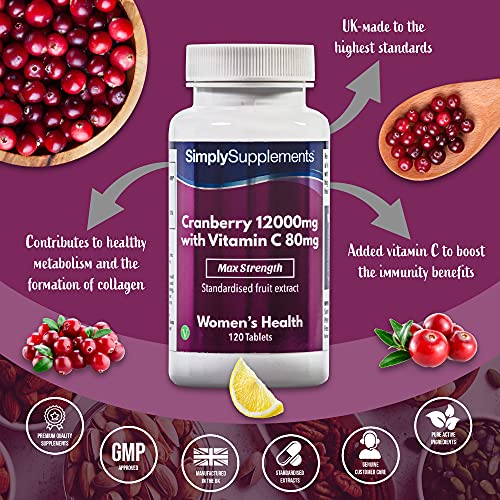 Arándanos 12.000 mg con vitamina C 80 mg - ¡Bote para 4 meses! - Apto para veganos - 120 comprimidos - SimplySupplements