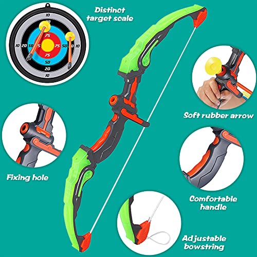 Arco Set niños Tiro con Arco Juegos con 3 Flechas de Ventosa,Juego de Arco y Flecha para niños y niñas,Regalo para niños de 6 a 14 años