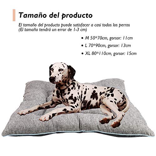 Arcoiris Colchoneta Mascota Cama Perro, Cama de Perros Grandes, Cama para Perros, Cama para Mascotas Desmontable y Extraíble Lavable 90 x 70 x 13CM (L, Gris)