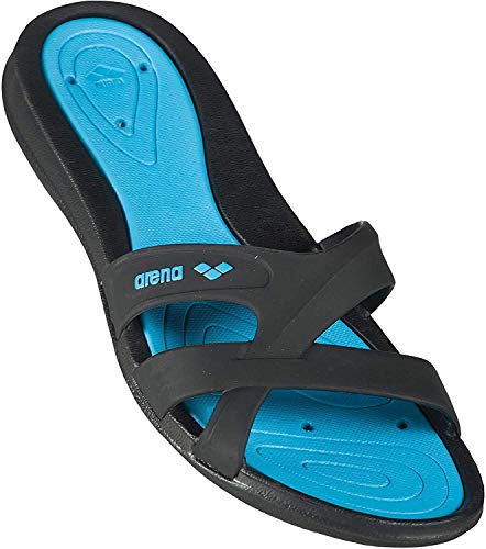 Arena Athena Woman Hook Zapatos de Playa y Piscina, Mujer, Negro (Black/Turquoise 083), 38 EU