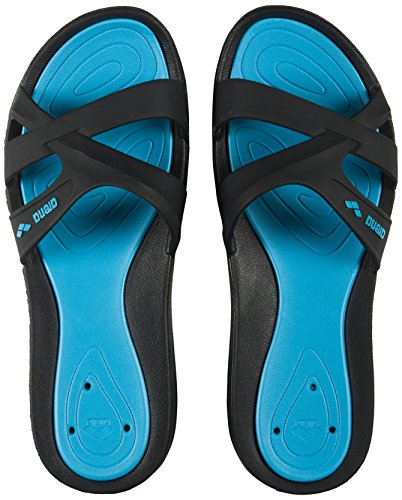 Arena Athena Woman Hook Zapatos de Playa y Piscina, Mujer, Negro (Black/Turquoise 083), 38 EU