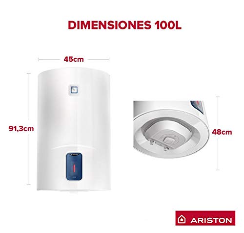 Ariston 1 Lydos R - Termo Eléctrico, 1500 W, 220 V, Multicolor, 100 L, Fabricado para ser instalado en España