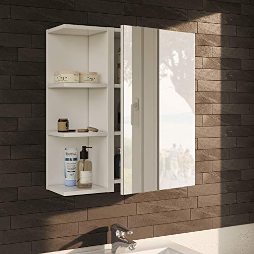 ARKITMOBEL Modulo Rinconero para Baño, Mueble con Estantes, Acabado en Blanco Brillo, Medidas: 20 cm (Ancho) x 65 cm (Alto) x 19,5 cm (Fondo)