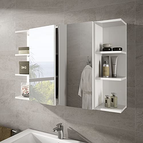 ARKITMOBEL Modulo Rinconero para Baño, Mueble con Estantes, Acabado en Blanco Brillo, Medidas: 20 cm (Ancho) x 65 cm (Alto) x 19,5 cm (Fondo)