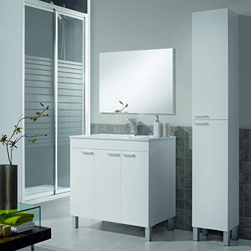 ARKITMOBEL Mueble de Baño, Columna de baño 2 Puertas y 4 Patas, Modelo Koncept, Acabado en Color Blanco Brillo, Medidas: 30 cm (Ancho) x 182 cm (Alto) x 25 cm (Fondo)