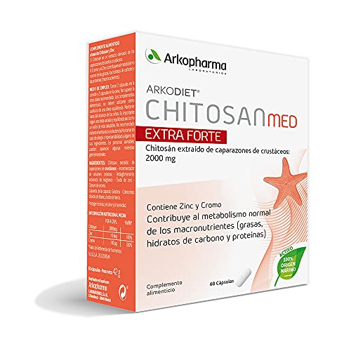 Arkopharma Arkodiet Chitosán Extra Forte 60 Cápsulas, Evita la Absorción de Grasas, Excesos Puntuales, Metabolismo Normal + Asesoramiento Nutricional, Complemento Alimenticio